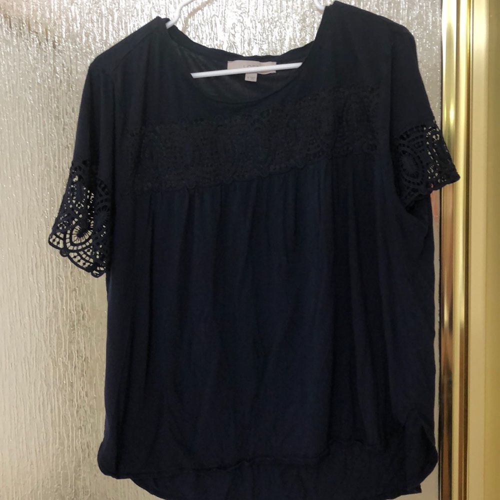 Loft Navy Top with cute detailing XL